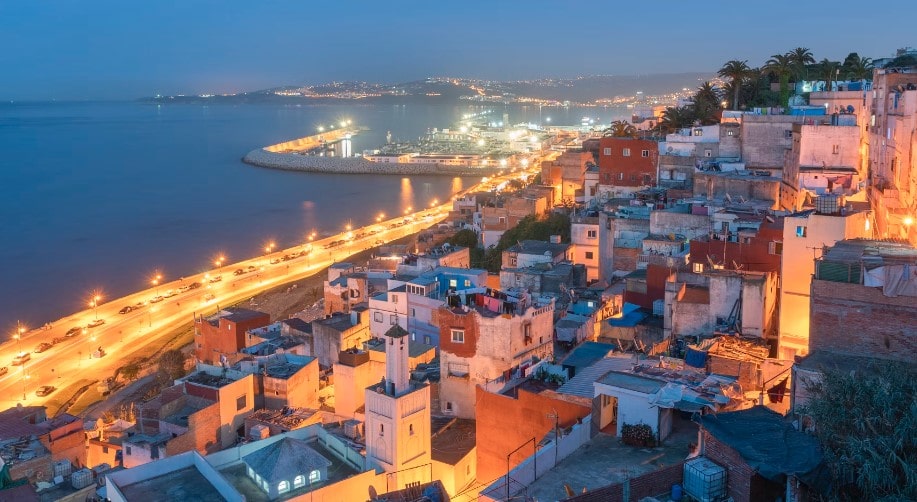 Day trips from Gibraltar to Morocco: Tangier at night from a viewpoint