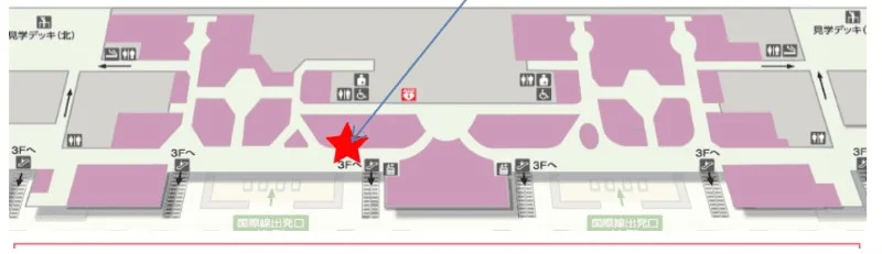 Map showing the location of BIC camera in Narita arrivals terminal 2